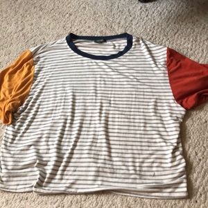 Striped multi-color sleeve cropped T-Shirt